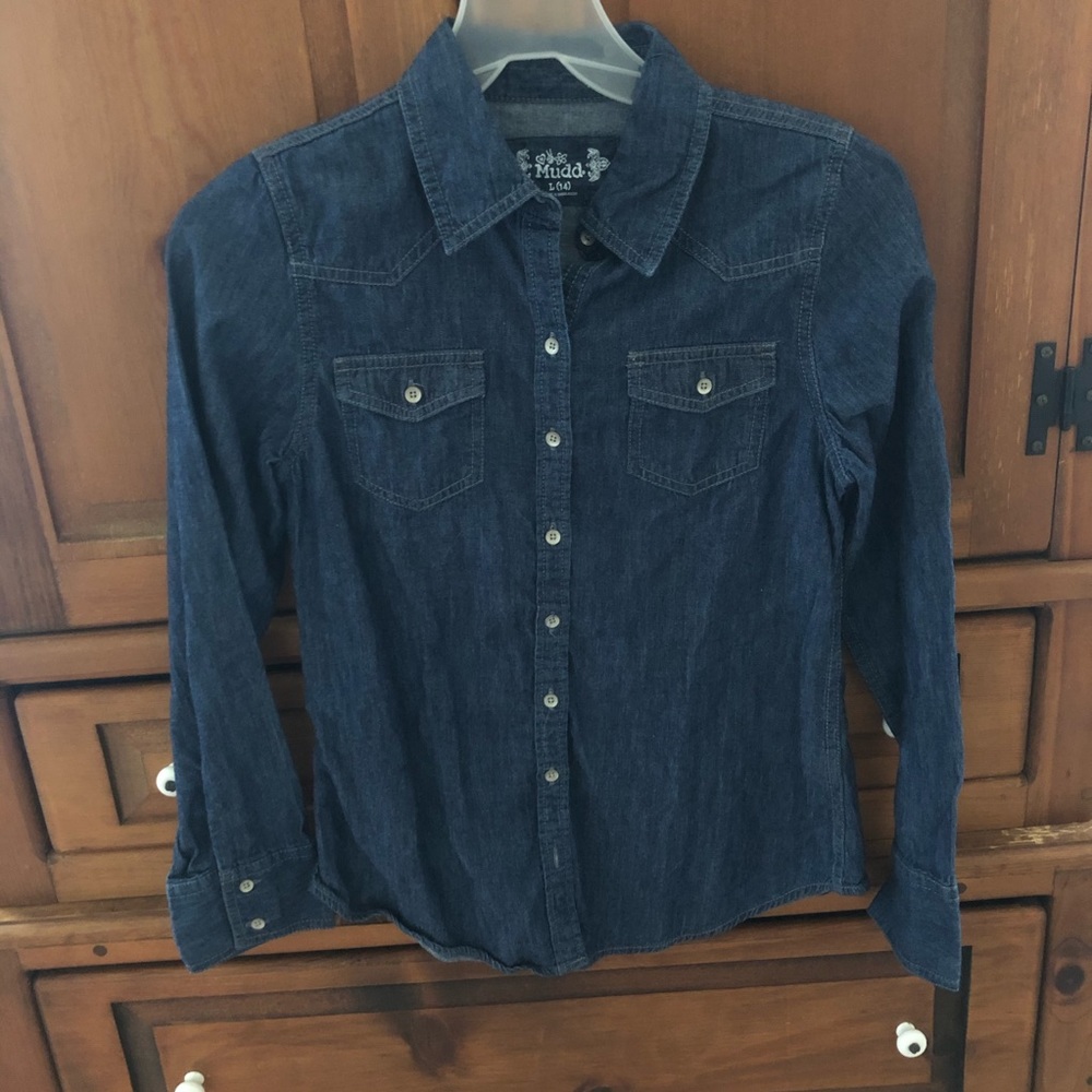 Light Jean Dark Wash Button Up Girls Jacket